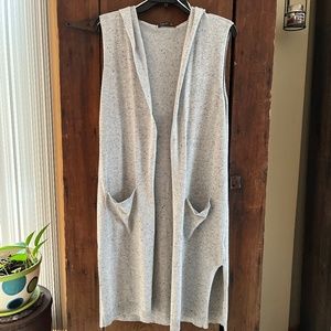 Hooded long vest sweater NWOT
